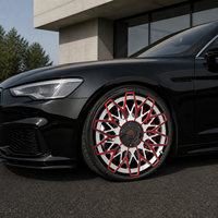 Rueda de Aleación Geométrica Forjada PWC en Rojo, Blanco y Negro, OEM ODM, Suministro de Fábrica al por Mayor para Tuning y Distribución