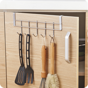 Organizador para Puerta de Armario, Soporte Multifuncional <span class=keywords><strong>sin</strong></span> Perforaciones para Accesorios de Cocina, Armario, Estante de Almacenamiento con 5 Ganchos - Product Image 1