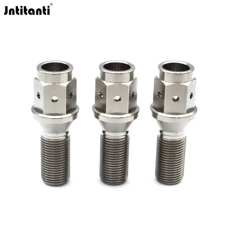 Jntitanti 17mm Hex 60 Graus Cone Assento Gr.5 Titânio roda de carro Parafuso cubo M12x1.5mm para BMW lótus etc.