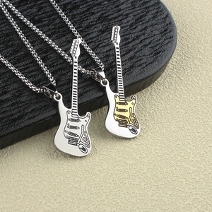 Collier de guitare punk rock, pendentif en acier inoxydable en forme de guitare électrique pour festival de musique - Product Image 5