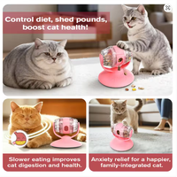 Distributeur de nourriture interactif rotatif portable en plastique pour chat, jouet puzzle, alimentation lente, étanche, pour chats d'intérieur, petite/moyenne taille, bol mignon