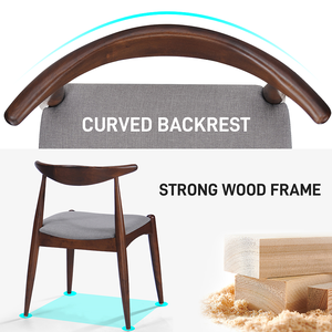 Set of 2 Modern Eco-Friendly <b>Dining</b> <b>Chairs</b> with Ergonomic Backrest & Comfort Cushions Polyester <b>Walnut</b>+Light Gray - Product Image 3