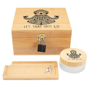 Juego de caja de alijo de bambú portátil con tarro de vidrio y <span class=keywords><strong>candado</strong></span> Perfecto para yoguis y amantes de la meditación - Product Image 2