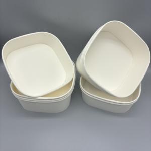 Emballage écologique 500ml 650ml 750ml 1000ml à emporter bols à salade carrés en papier récipient alimentaire bol en papier avec couvercle - Product Image 2