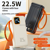Batteries externes grande capacité 30000mAh avec 4 câbles, lumière d'urgence, charge rapide PD 22.5W, chargeur portable, affichage numérique intelligent