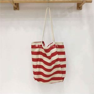 Customizable <b>Canvas</b> <b>Tote</b> Bag with Striped Pattern Cotton Shoulder Reusable Woven Shopping Bag Custom Logo Travel Gift Purpose - Product Image 3