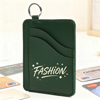 Dompet Kartu Kulit PU Premium Tipis dengan Banyak Slot dan Gantungan Kunci untuk Pria Wanita, Organizer ID Minimalis
