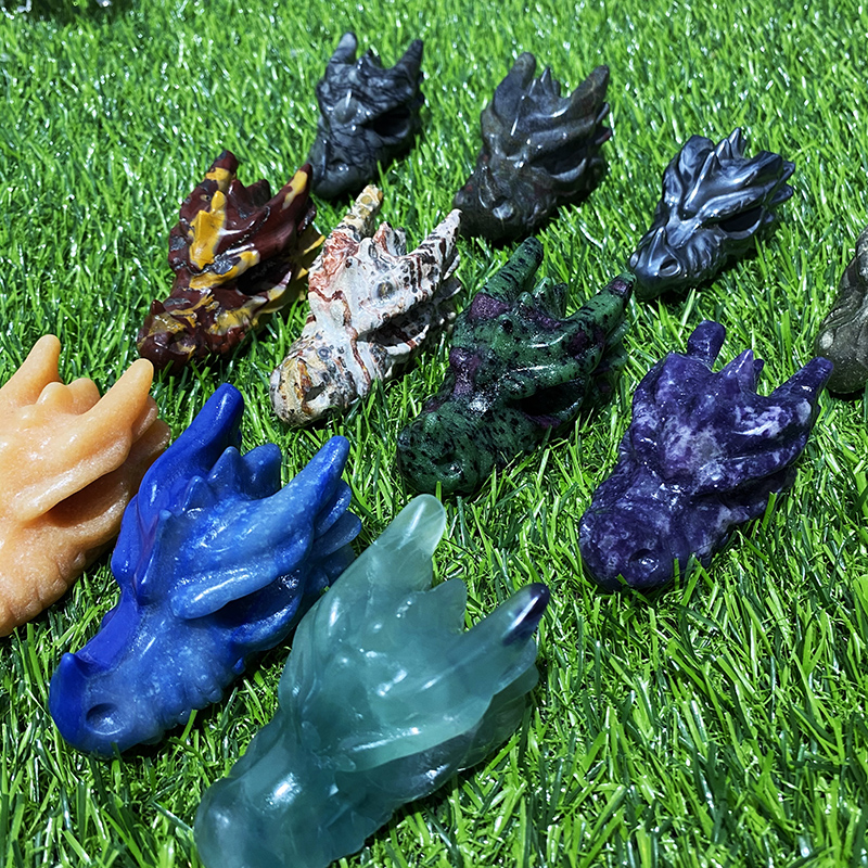 Оптовая продажа, лечебная Хрустальная скульптура, ручная резьба, натуральный кварц, хрусталь, голова дракона, подарок