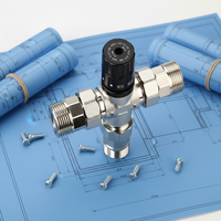 Robinet mélangeur thermostatique Xingfu ABS à volant, en laiton nickelé, pour contrôle de la température de l'eau, mitigeur de plomberie 3 voies, OEM G1 mâle