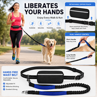 Correa para Perro Manos Libres al por Mayor con Doble Amortiguación, Bungee Desmontable, Bolsa con Cremallera, Reflectante y de Nylon Duradero para Correr