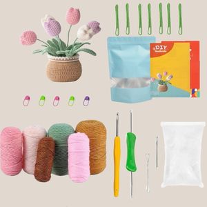 Kit Creativo per Uncinetto Fai-da-Te: Fiori di Tulipano Lavorati a Maglia, Set per Principianti per Realizzare Vasi di Fiori Lavorati a Mano - Product Image 1