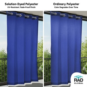 Rideaux d'extérieur haut de gamme bleu roi hydrofuges au design moderne et élégant pour patios et balcons stylés - Product Image 2