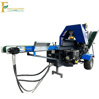 Processeur de bois à essence hydraulique 20T, coupe-bois et fendeuse avec convoyeur à roulement moteur et garantie de 3 ans