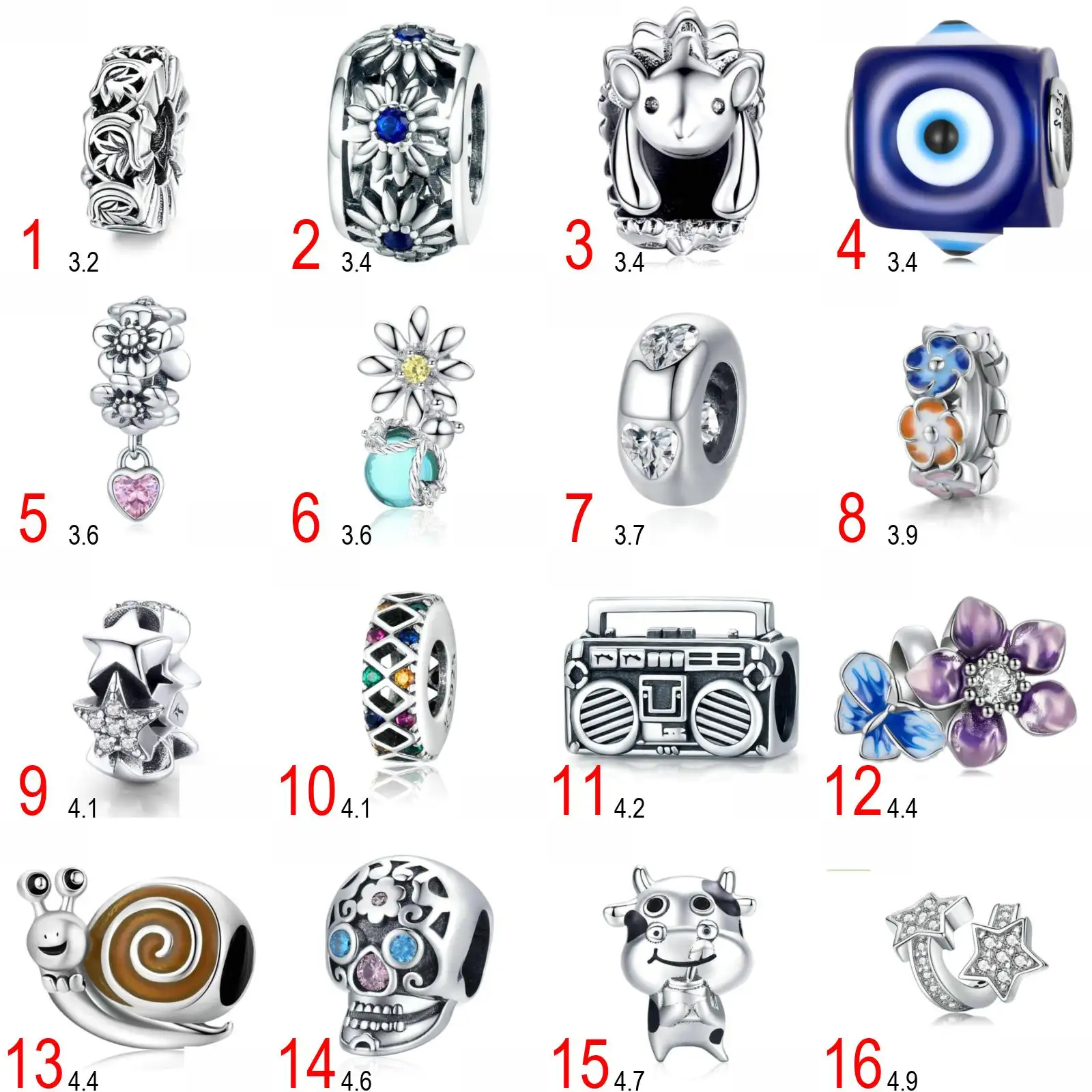 S2857-108 Womens Jewelry 925 Sterling Silver Pendant Purple Magic Cat Beads Fairy Animal Pendants For Women