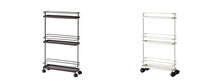 Chariot de rangement moderne en métal doré, 3 niveaux, chariot à roulettes avec 2 freins, vente en gros,