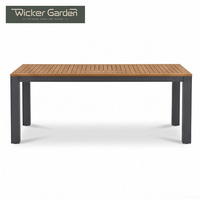 Juego de Mesa de Comedor para Exterior Personalizado de 6-8 Plazas, Venta al por Mayor, Tablero de Madera de Teca WPC, Muebles de Jardín de Aluminio