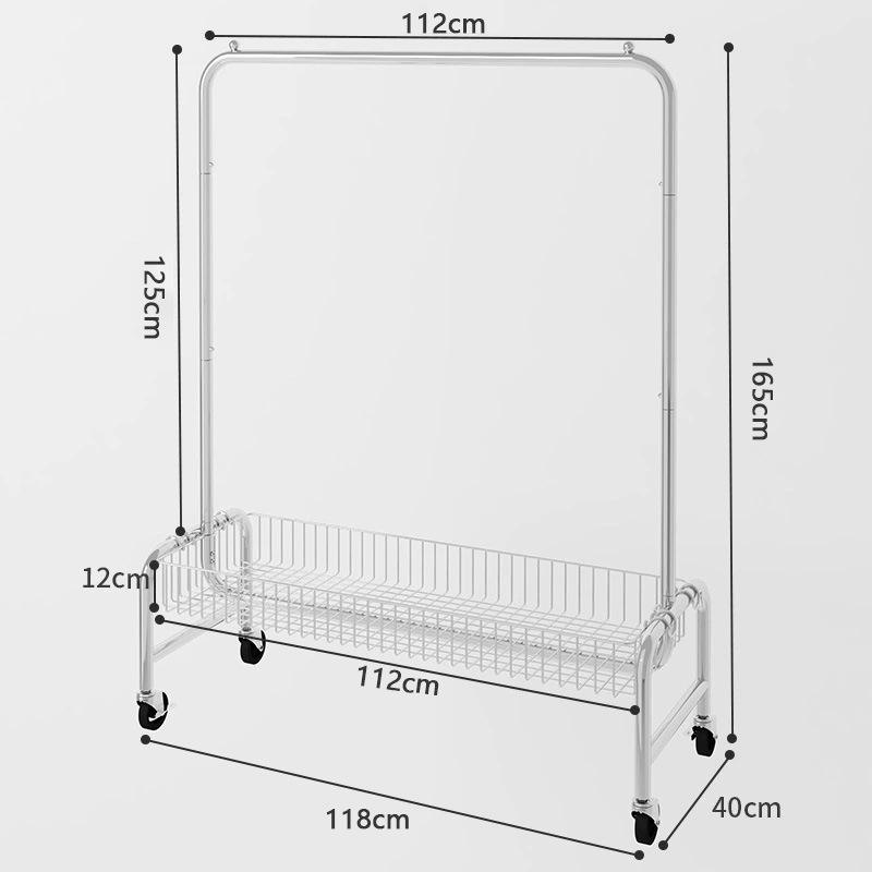 Argent [1,18 m avec panier à linge et roues en caoutchouc]