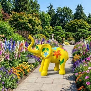 Escultura de Elefante Pintada en Fibra de Vidrio Personalizada, Estatua de Animal Grande de FRP para Decoración de Paisajes de Centros Comerciales y Atrios - Product Image 5