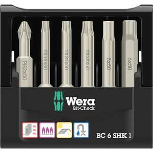 WERA - 05073631001 <b>Bit</b>-Check 6 SHK 1 SB - <b>Bit</b> <b>set</b> (6 pcs.) - EAN 4013288227997 INSERTS FOR <b>SCREWING</b> <b>SCREWING</b> <b>BITS</b> <b>SETS</b> - Product Image 1