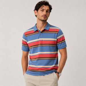 Camiseta Polo a Rayas para Hombre con Logotipo Personalizado, Spandex/Poliéster, Manga Corta, Transpirable, Informal, Servicio ODM OEM - Product Image 2