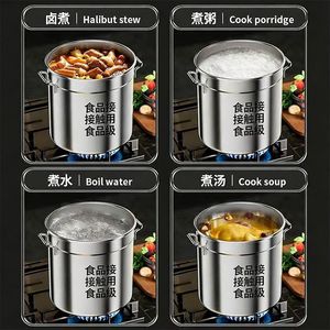 Marmite en acier inoxydable épaissie grande capacité de qualité alimentaire pour usage commercial et domestique avec couvercle - Product Image 2