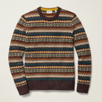 Pull en maille jacquard à col rond côtelé classique pour homme à manches longues