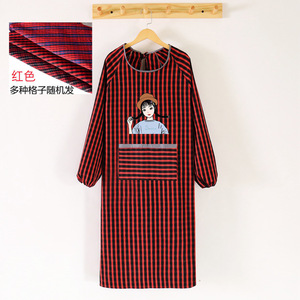 Delantal de cocina de algodón puro grueso, de manga larga, resistente al aceite y a las manchas, extra largo para mujer - Product Image 4