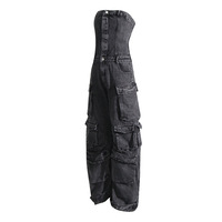 Équipe bleue | Combinaison en jean pour femmes dames personnalisée de haute qualité OEM personnalisée en vrac en gros salopette en jean déchiré pantalon en jean pour femmes