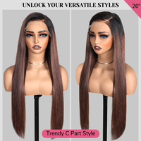 T1B/4 # Wig tanpa lem lurus rambut manusia, Wig rambut manusia renda depan, Area belahan Dalam & penutup kualitas Salon