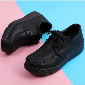 Chaussures Derby en cuir pour femmes, style britannique, décontractées et habillées, confortables, à lacets, avec amorti, semelle souple antidérapante, automne - Product Image 6