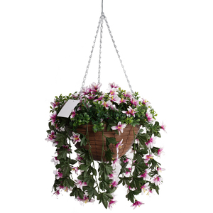 Décoration de jardin LUYI - Herbe artificielle violette résistante aux UV, durable, en plastique, suspendue dans un panier en fibre de coco - Product Image 2