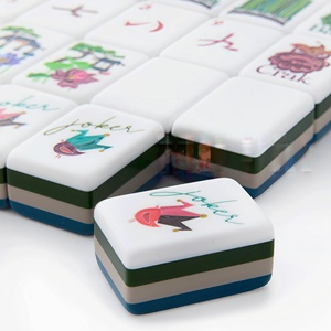 Nuevas fichas de mahjong acrílicas de cuatro capas, resistentes a la decoloración, pintadas a mano, estilo europeo y americano, venta al por mayor. - Product Image 2