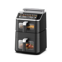 Friteuse à air électrique multifonction à double panier 4,5+6,5L, affichage numérique LCD, revêtement antiadhésif PTFE, protection contre la surchauffe
