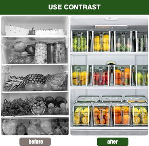 Kitchen and Pantry Storage Organizers Clear <b>Refrigerator</b> Storage Box Airtight Fridge Food Containners With Lids Handles - Product Image 4