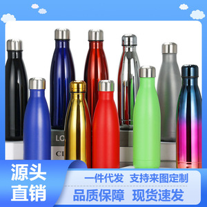 Botella de Agua Aislada al Vacío de Acero Inoxidable, Forma de Bala, Termo Deportivo Portátil de Viaje, 500 ml, Color Sólido - Product Image 5