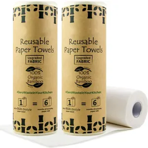 2022 hot sell bamboo paper towel rolls Washable Reusable bamboo Towel rolls bamboo fabric