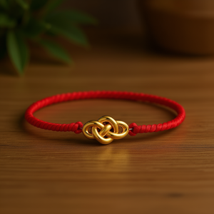 Angelina Lucky Knot Charm <b>Bracelet</b> <b>Red</b> String Gold Plated Unisex Fashion Jewelry Gift - Product Image 2
