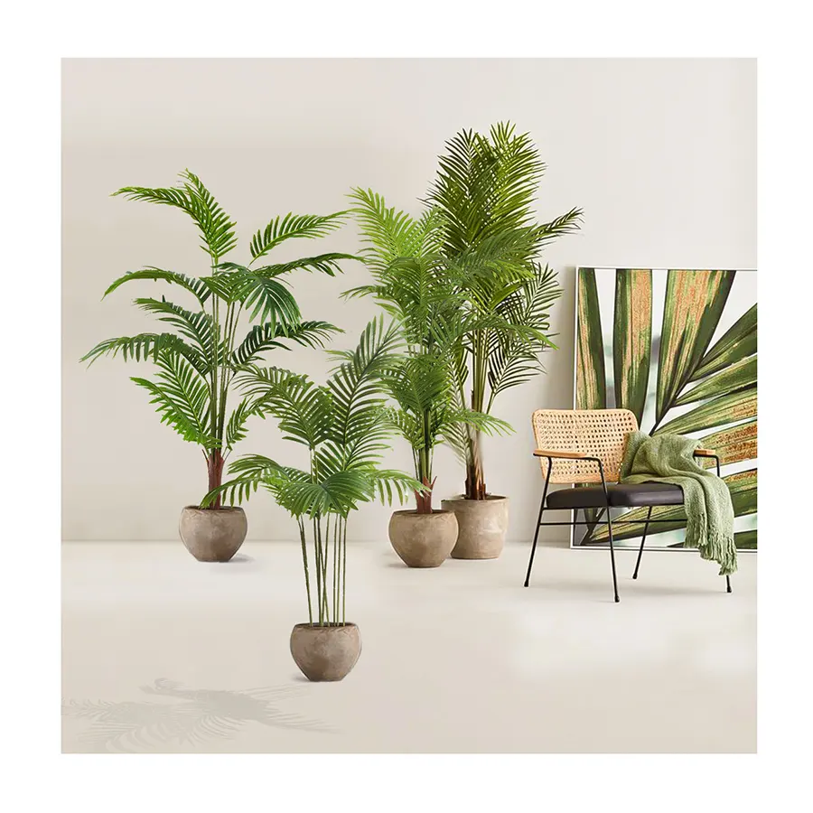 SWK-1 Indoor Decoration Faux Plastic Greenery Topiary Bonsai Plant Potted Artificial Palm Tree for Indoor Decorative