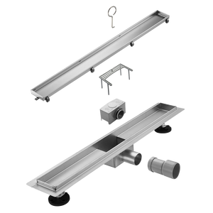 <span class=keywords><strong>Drain</strong></span> mural rectangulaire en acier inoxydable avec grille, insert de carrelage, <span class=keywords><strong>drain</strong></span> de douche linéaire pour salle de bain - Product Image 3