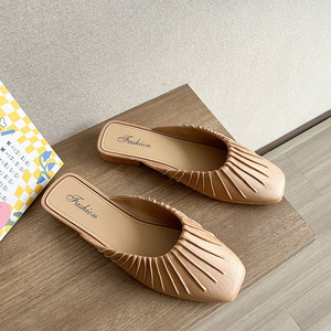 Nuovi sandali da donna a basso prezzo con pedali a fondo piatto Anti-2024 Baotou mezze da donna pantofole personalizzate - Product Image 4