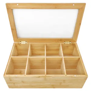 MSL-Caja organizadora de almacenamiento con cajón, compartimentos naturales para el cofre del té, alta calidad, 8 unidades