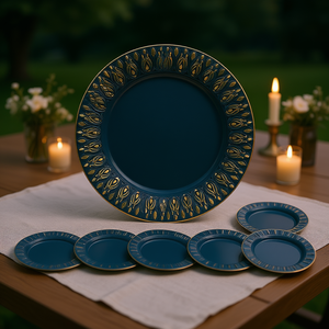 Paquete de 8 Platos Base Redondos de Plástico D14, Diseño Glamuroso, Decoración de Mesa, Duraderos - Product Image 2