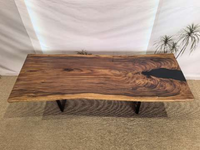 Prix réduit Plateau de table en bois massif rustique à bords naturels pour salon, hôtel, bureau, comptoir