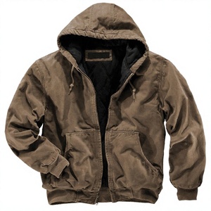 Chaqueta de Lona con Capucha para Motocicleta para Hombre, Estilo Casual de Otoño, Transpirable, con Cierre, Resistente al Viento, Color Sólido, Corte Regular, Algodón y Poliéster en la Parte Delantera - Product Image 1