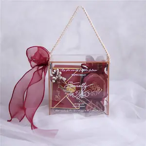 homemade wedding favor Chocolate clear plastic packaging candy gift box with flower fency small clear PVC candy acrylic box