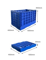 Caisse pliante en plastique recyclable robuste bleue, empilable, panier de manutention en maille solide, stockage logistique