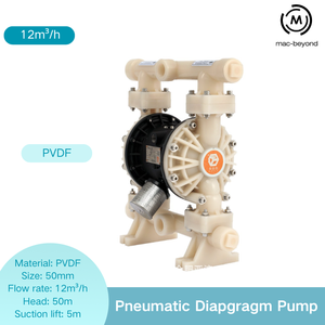 Pompe à diaphragme pneumatique PVDF 12m³/h pour transfert d'acides, pompe de remplissage de liquides chimiques à diaphragme - Product Image 1