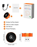 Mini 2 in 1 Ai Box Adapter CarPlay & Android Auto Nirkabel, Koneksi WiFi & BT, Plug & Play, Dongle 2in1 untuk Car Play Berkabel