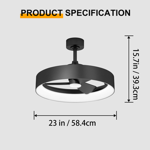 23in Low Profile <b>Ceiling</b> Fan with <b>Light</b> 6 Speeds Pure Copper Motor Dimmable 3000K-6500K <b>Remote</b> APP <b>Control</b> for Bedroom - Product Image 2