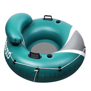 JOSEN River Run - Tumbona Flotante Inflable de PVC, Diseño Moderno, Respaldo, Portavasos, Asas de Agarre Duraderas, Capacidad de Peso de 220 lb - Product Image 1